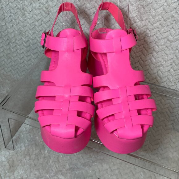 Berness Brianna Fisherman Flatform Sandals Hot Pink Size 7 Y2K Chunky Platform - Picture 4 of 9